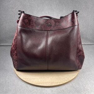 Coach Lexy Exotic Python Snake Red Leather Shoulder  Bag F20919 Oxblood